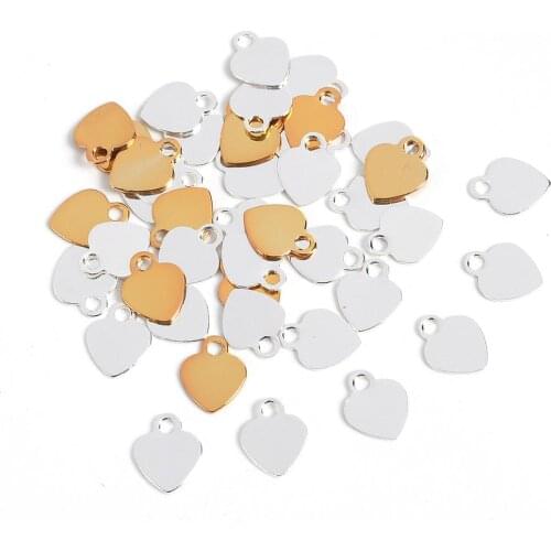 10Pcs/Lot 6*7mm Gold Heart Charms Pendant Loose Spacer Bead For DIY Bracelet Necklace Jewelry Making Supplies Accessories