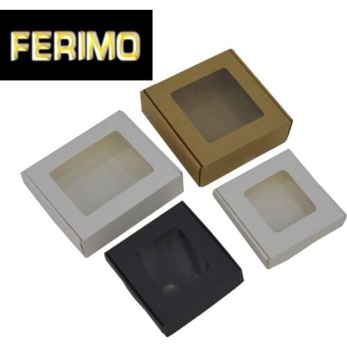 10pcs Gift Box Packaging 17 size Gift box with clear window Custom Packaging Box White Black Kraft Custom Box Paper Dropshipping