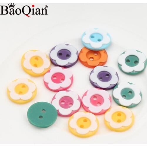 100Pcs 13mm Mixed Flowers Shape Resin Buttons For Sewing Clothes Decoration Button Scrapbooking DIY Apparel Accessories