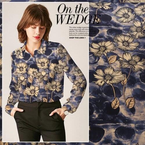 114CM * 50CM Thickness 16 M / M Silk Crepe -De-Chine Digital Printed Mulberry Silk Fabric Summer Dress Fabric