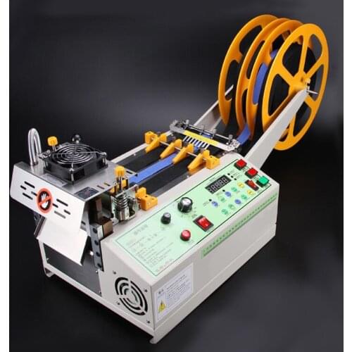 140T computer hot and cold Cloth belt cutting machine, magic adhesive tape zipper webbing machine elastic belt automatic cutting