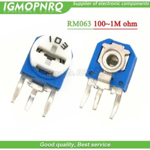 50pcs RM063 RM-063 100 200 500 1K 2K 5K 10K 20K 50K 100K 200K 500K 1M ohm Trimpot Trimmer Potentiometer variable resistor