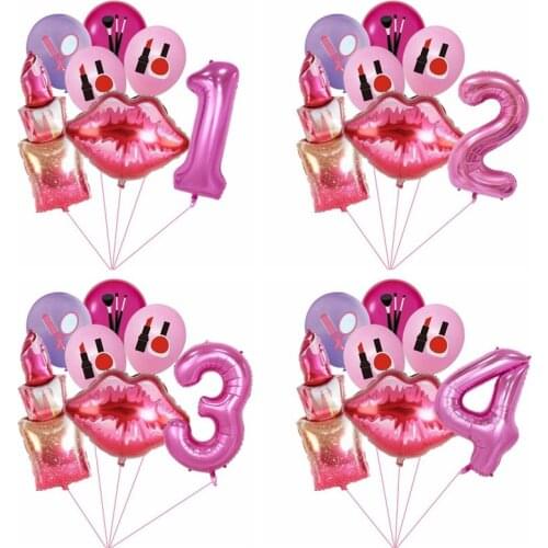 7pcs Giant Lipstick Bridal Shower Foil Balloons Mouth Wedding Helium Balls Spa Party Decorations Adult Air Globos Toys
