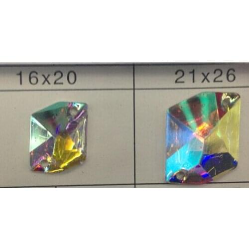 Free shipping~! 50~1000pcs/Lot,16x20mm,21x26mm hexagon Profiled shape crystal AB color Flat Back Sew On Resin Beads