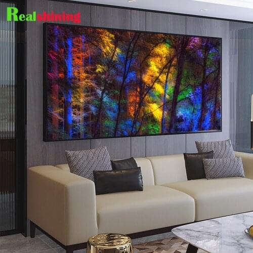 Large 5D DIY Diamond Painting Colorful Forest Trees 3D Full Square /round Drill Mosaic Diamond Embroidery N1672