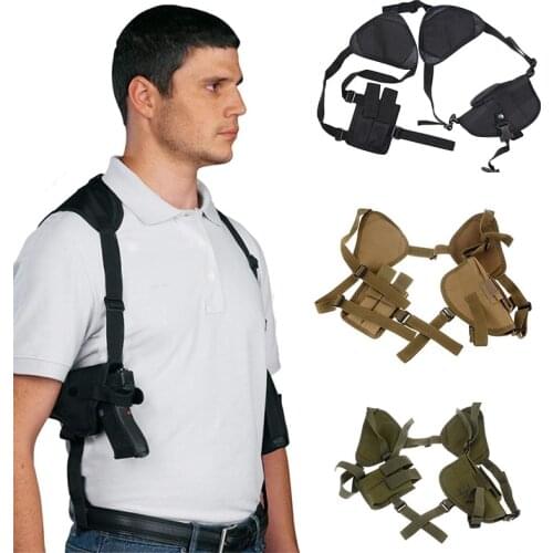 Tactical Concealed Shoulder Gun Holster for Glock 17 19 1911 Beretta M9 Universal Adjustable Pistol Case 9mm Magazine Pouch