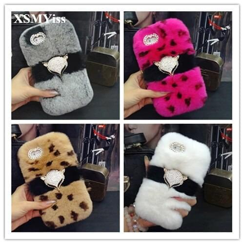 Luxury Bling Fox head Warm Soft Beaver Rabbit Fur Hair phone case for iphone 11 Pro MAX X XS MAX XR 5S 6S 7 8 PLUS Phone Case