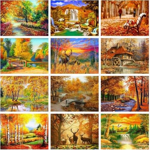 CraftArtGo 5D DIY Diamond Embroidery autumn Full Square Round Rhinestone Mosaic Painting Cross Stitch Flowers Diamond Kit