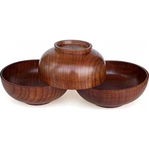 Wood Solid Wood Japanese Style Wooden Bowl Insulation Eating Noodle Soup Bowl Baby Rice Bowl Family Large/Small Bowl