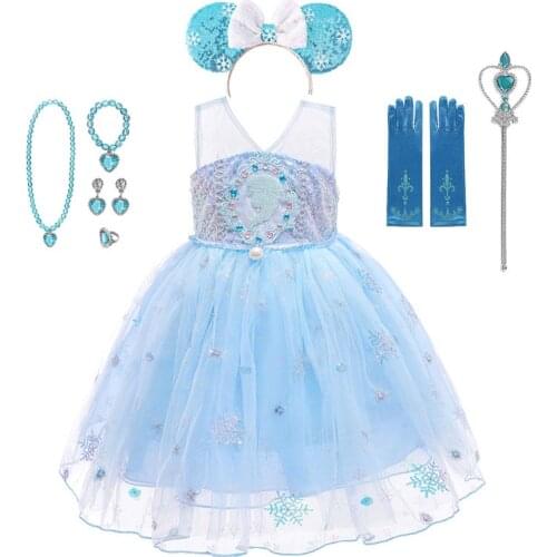 Children New Elsa Dress Carnival Princess Costume Kids Christmas Halloween Party Cosplay Queen Elsa Dresses Girl Birthday Gown