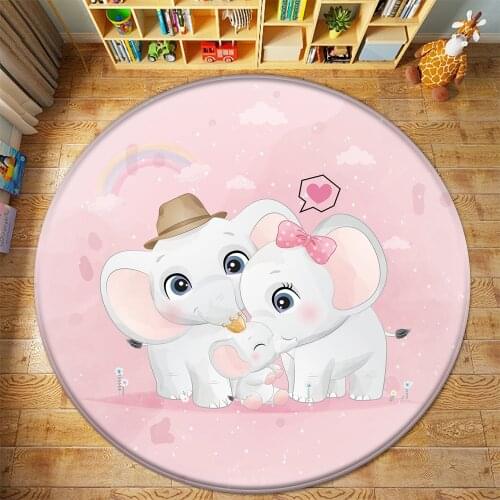 Baby Children Flannel Carpet Fashion Children Carpet Balloon Lovely Pink at Pattern Non-Slip Baby Hand Print Round Carpet 2021
