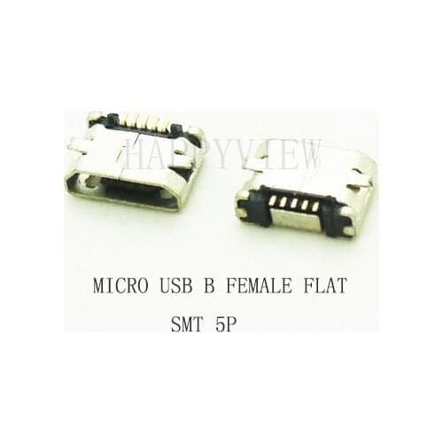 10pcs/lot 5Pin Micro USB 5pin long pin SMD Female connector for mobile phone Mini USB jack PCB welding socket FLAT MOUTH
