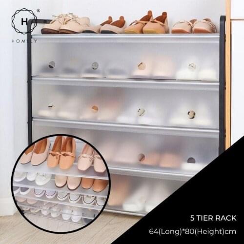Homlly 5 Tier Tower Shoe Storage Rack with Protective Covers