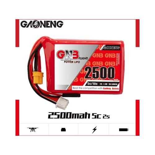 Gaoneng GNB 2500mAh 2S 7.4V 5C Lipo Battery With XT30 and Futaba Plug For FUTABA T16IZ Transmitter Remote Control RC Parts