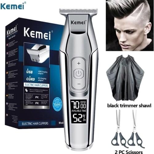 Kemei Electric Hair Trimmer with LCD Display USB Rechargeable Hair Clipper Professional Barber Cutter Machine split end trimmer