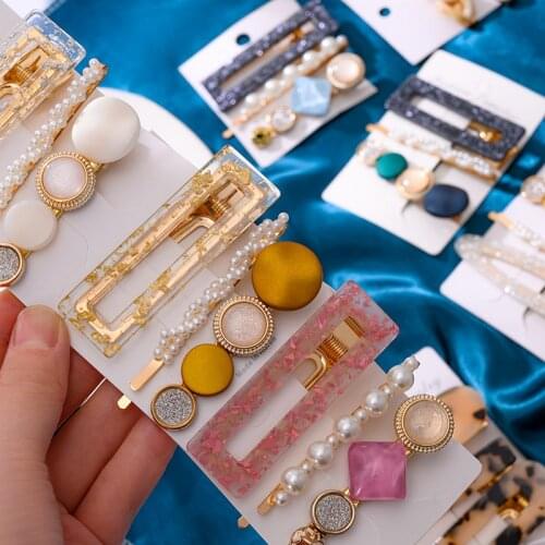 Fashion Sweet Girls Hair Accessories Set Korean Pearl Hairpin Acetate Hair Clip For Women 2021 Trend New Barrettes Headwear Gift