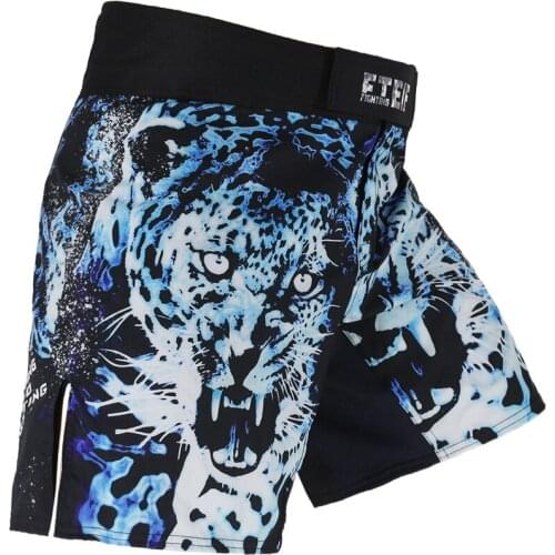 Mma short Blue cheetah breathable fitness fierce fighting Tiger Muay Thai boxing shorts clothing kickboxing mma shorts sanda