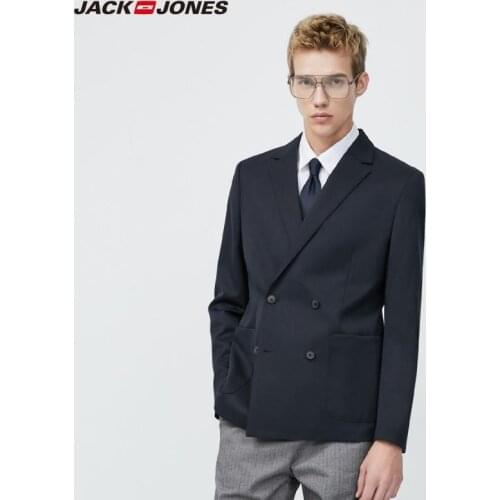 JackJones Mens Pure Color Silhouette Business Casual Vintage Suit Jacket|220108508