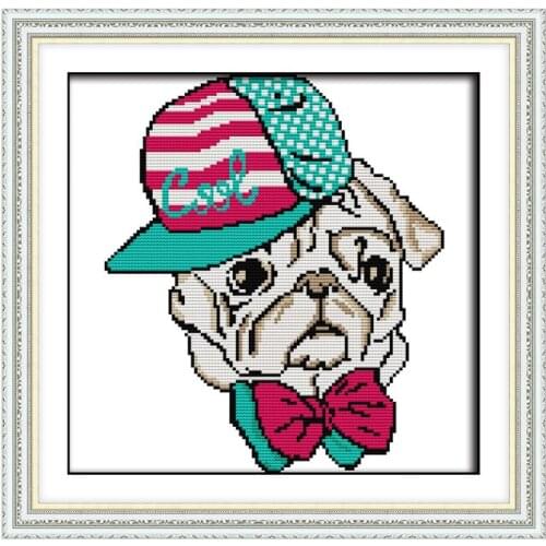 Joy Sunday Puppy Cross Stitch Kits Embroidery Needlework Sets Dog Patterns DMC 11 14ct Printed Counted Cross Stitch From Chinese