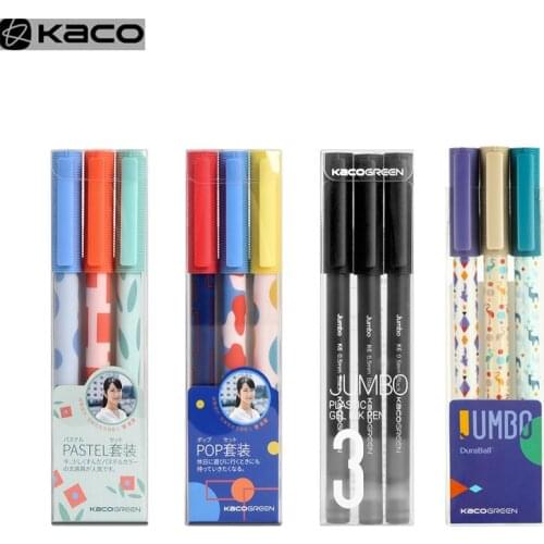 Kaco JUMBO 3PC/Lot Gel Pen Set 0.5MM Super Durable Writing Sign Pens Large Capacity Quick Drying Pучки Student School Stationery