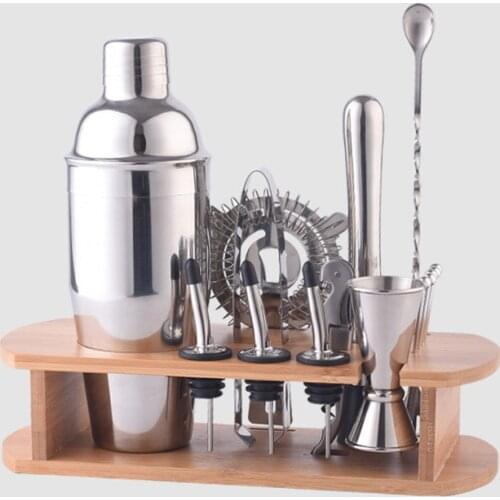16-piece set Cocktail Stainless Steel Wine Chuck Cup Mixer Wood Stand Wine Bar Tool Mixer S Wine Stopper Metal Drinking Bottle