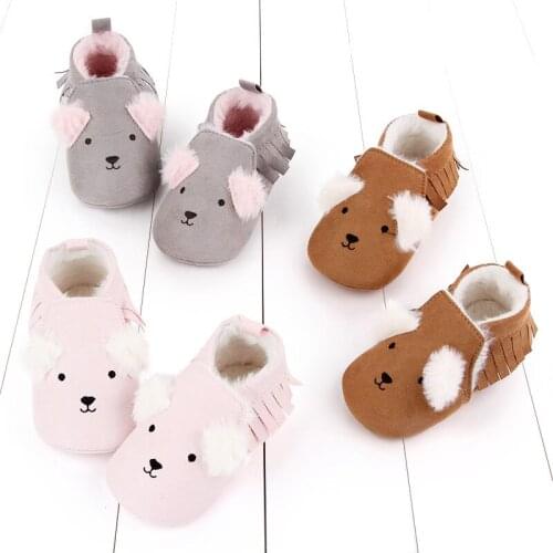 2021 New Cute Rabbit Toddler Girl snow Boots Shoes Newborn Baby Autumn Winter cotton Warm Soft Sole Plush Prewalker