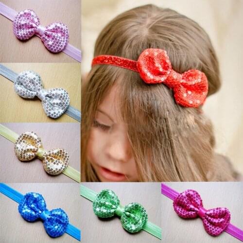 2015 new arrival Europe and America Hot kids Sequin Bows With Thin Headbands Girl Headbands Toddlers Headbands 10pcs/lot