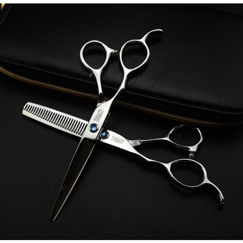 Left Hand Scissors Professional Hairdressing Scissors Tool Japan 440c Steel Flat Cut Teeth Scissors Thin Cut Set Salon Haircut