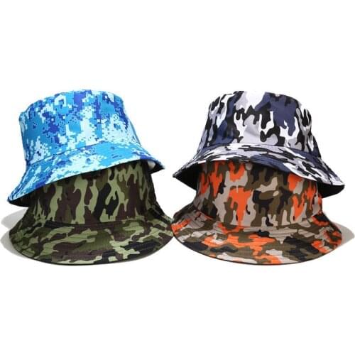 2021 cotton Camouflage print Bucket Hat Fisherman Hat Outdoor Travel Hat Sun Cap Hats for Men and Women 386