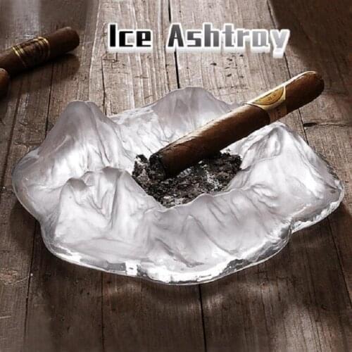 Iceberg Ashtray Glass Creative Large Capacity Cigar Portable Ashtray Home Decoration Office Desk Accessories Gift for Boyfriend