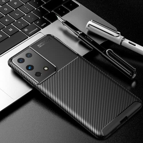 For Samsung S21 Plus FE 2021 Soft Silicone TPU Carbon Fiber Armor Phone Case Cover For Galaxy S21 Ultra Frame Shockproof Coque
