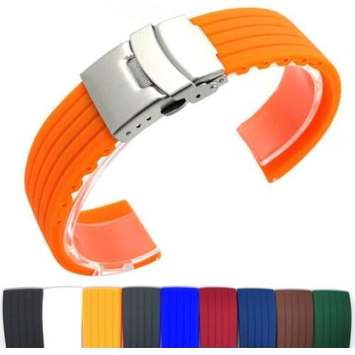 18mm 20mm 22mm 24mm Sport Silicone Watch Band Men Women Universal Waterproof Rubber Strap Watchband Wrist Bracelet Accessories