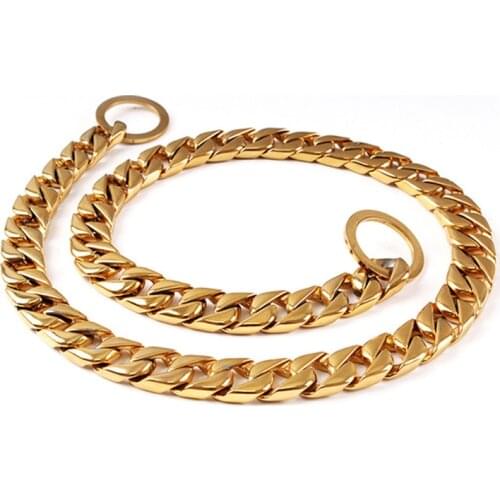 Stainless Steel Dog Collar Pet Dog Choke Chain Training Strong Slip Collars For Large Dogs French Bulldog Pugs 15 Mm Wide 10A