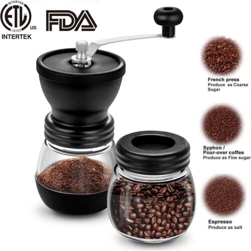 Manual Coffee Mill Grinder with Ceramic Burrs,Hand Coffee Mill Coffee Bean Grinder Burr Portable Cafe Coffee Pot Bean Mill MakeR