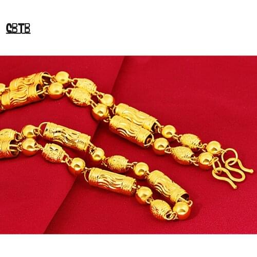 Seiko Make 8MM Car Flower Necklace Vietnam Placer Gold Jewelry Mens Domineering Gold-plated Chain Explosion Jewelry Necklace