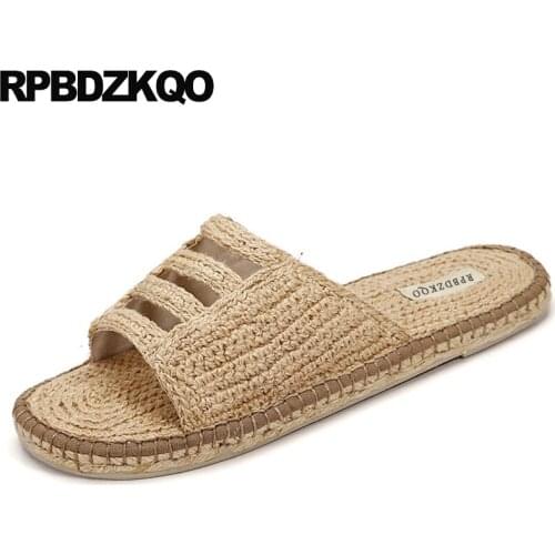 Fashion Slippers Shoes Casual Rope Flat Slip On Slides Fisherman Mens Sandals 2018 Summer Outdoor Woven Espadrilles Designer