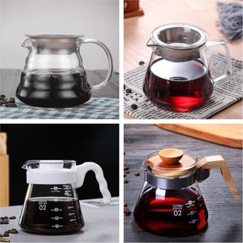 Glass V60 Range Server Coffee Jug Decanter Clear Brew Tea Pitcher Heatbale Kettle with Lid Heat Resistant Cup Coffeeware Pot