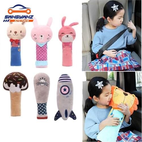 Cute Cartoon Car Seatbelt Cover Pillow Soft Plush Car Safety Belt Shoulder Pad for Children Kids Toy Doll Ornaments Girls