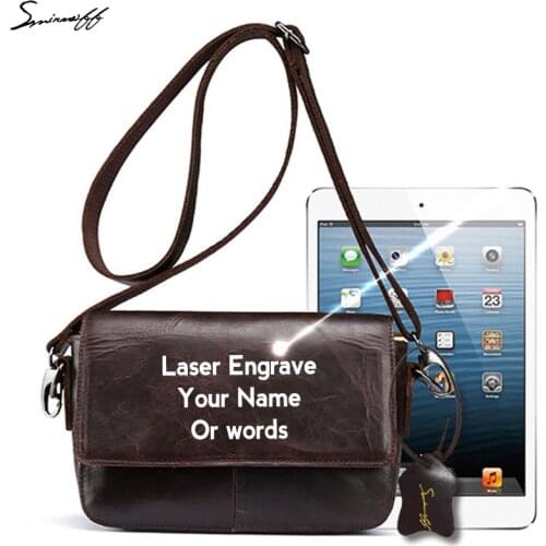 Vintage Oil Leather Women Bags Ladies Laser Engrave Motto and Logo Gift Leather Handbag Women Messenger Bags sac bolsas feminina
