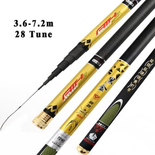 Hard fishing rod to catch big fish black gold stream rod 3.6-7.2m telescopic brook rod carp feeder pole fly fishing