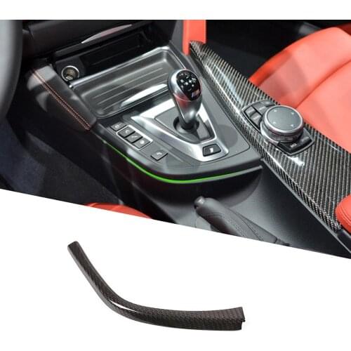 1pcs Real Carbon Fiber Car Gear Shift L Shape Side Frame Strip Trim for BMW F80 F82 F83 M3 M4 2014-2018 LHD Vehicles Accessories