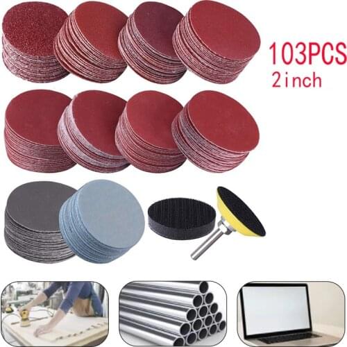 100Pcs Round Sandpaper 2Inch 80-3000 Grit Round Shape Sanding Discs Buffing Sheet Sandpaper Sander Polishing Pad Abrasive Tools