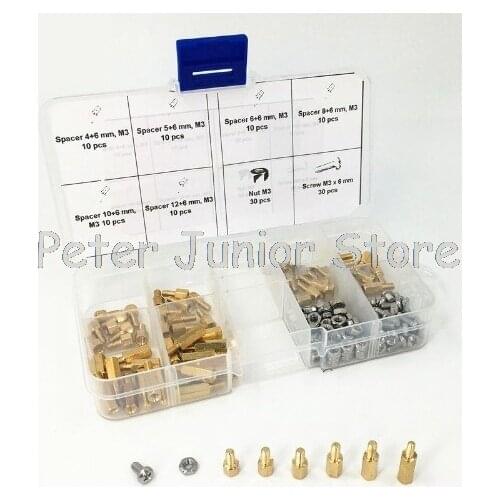 180Pcs/set M2 x L+3mm M2.5/M3 x L+6mm Hex Nut Spacing Screw Brass Threaded Pillar