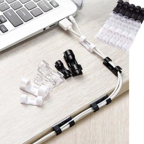 20/10Pcs Cable Organizer Clips Cable ABS Wire Manager Cord Holder USB Charging Data Line Winder Management Desktop & Workstation