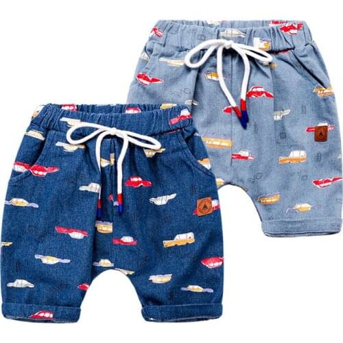 2017 new children summer shorts Boys cartoon cotton Korean fashion Denim shorts Print car baby Toddler Jeans kids clothes