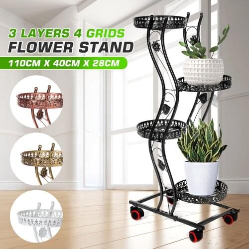 4 Layers Iron Flower Stand Pots Tray Plant Shelves Planter Display Rack Storage Holder Shelf Home Balcony Garden Decoration