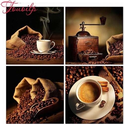 4 pcs 5D DIY Coffee beans 5d Diamond Painting Cross Stitch Paintings Rhinestones Mosaic Kits Diamond Embroidery Heads Pictures