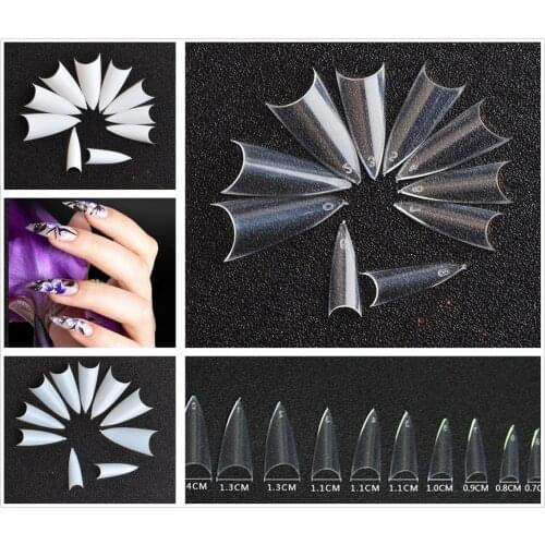 Natural Tips False Stiletto Nails Sharp Fingernails Pointed Faux Nails Easily Decorate Your Fingers 500PCS Full Cover Nail Tips