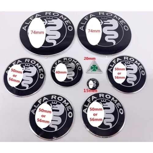 9pcs/1set Alfa Romeo CAR Logo full sets Hood Trunk Wheel Center Cap Emblem Brera 156 166 159 GT Spider Giulietta Stelvio