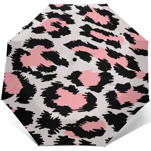 Automatic Umbrella Rain Women Three-folding Umbrella Leopard Print Windproof Umbrella Female Waterproof parasol